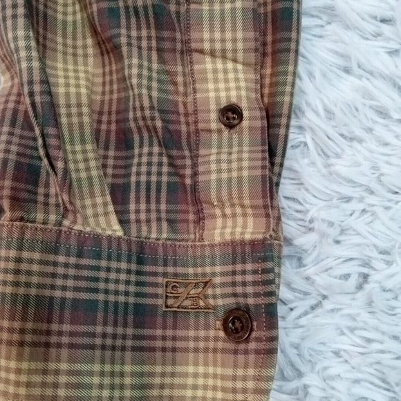 Cutter & Buck Mens Shirt Button Up Brown XL Plaid Long Sleeve Pocket Collar - Picture 5 of 12